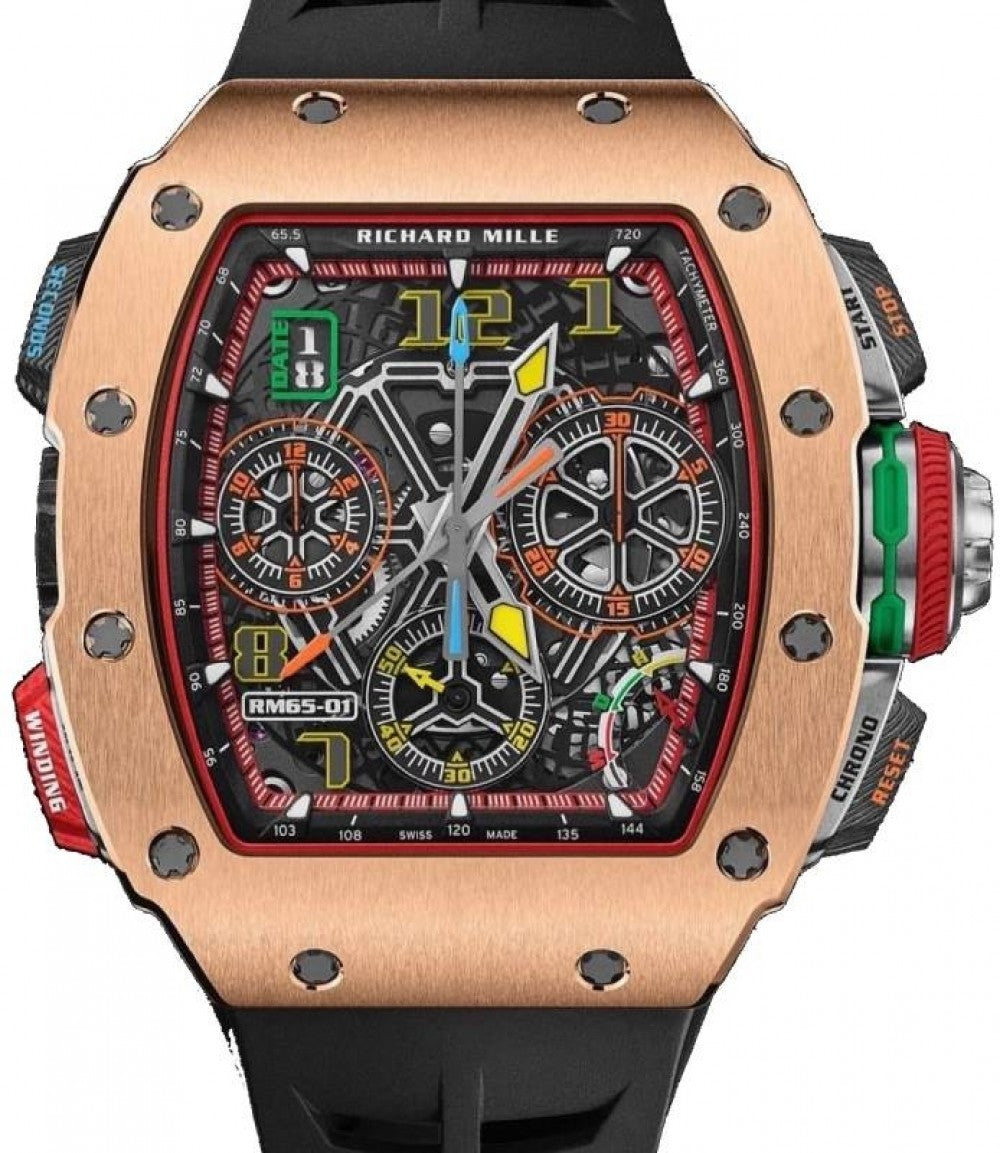 Richard Mille Automatic Winding Split-seconds Chronograph Rose Gold RM 65-01